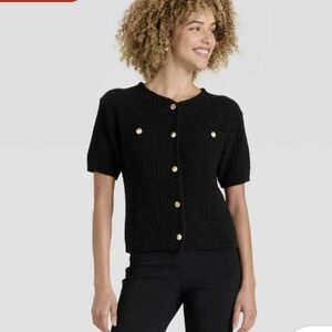 a new day Black Short Sleeve Cardigan